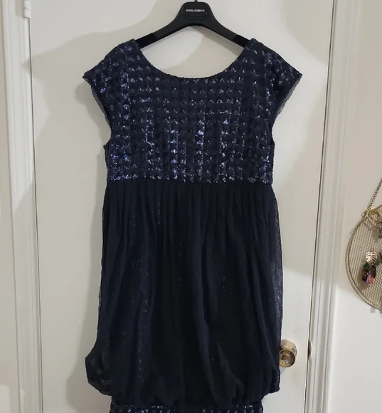 blue dress for baby girl Chanel Navy Blue CC Button Crepe Shirt Dress Size 4 main image 0